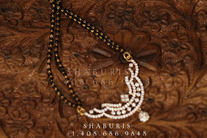 Black diamonds necklace,South Indian Jewelry,Pure silver Mangalsutra pendent,Nallapusalu Pendent,Indian Wedding Jewelry -NIHIRA-SHABURIS