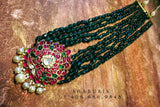 Kundan necklace,emerald string,ruby kundan,pendent necklace,statement jewelry,indian jewelry,bridal jewelry,Traditional jewelry