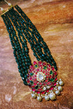 Kundan necklace,emerald string,ruby kundan,pendent necklace,statement jewelry,indian jewelry,bridal jewelry,Traditional jewelry