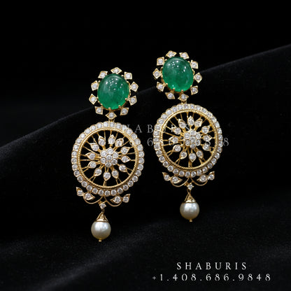 Diamond Studs Polki Earrings Diamond Earrings Cocktail earrings 925 Silver Jewelry Silver Earrings - SHABURIS