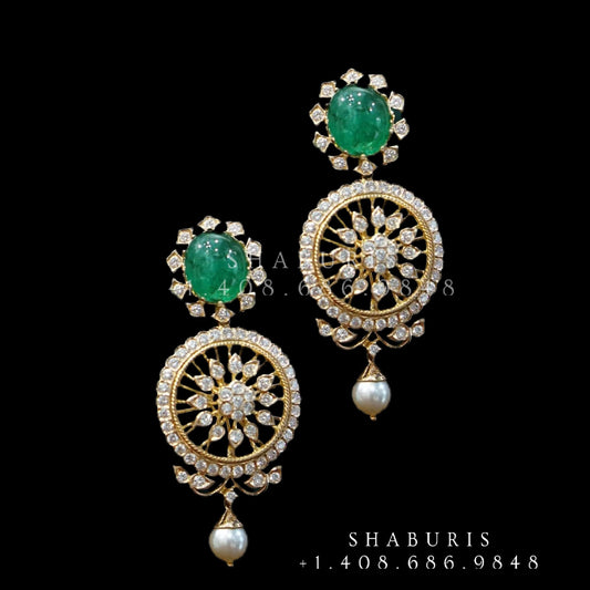 Diamond Jhumka,diamond chandbali,diamond earrings indian,detatchable diamond jhumka,swarovski diamond jhumka,chandbali earrings,silver
