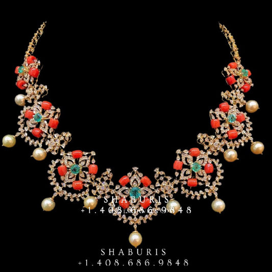 Swarovski Diamond Choker Pure Silver jewelry Indian ,diamond Necklace,Indian Necklace,Indian Bridal,Indian Wedding Jewelry-NIHIRA-SHABURIS