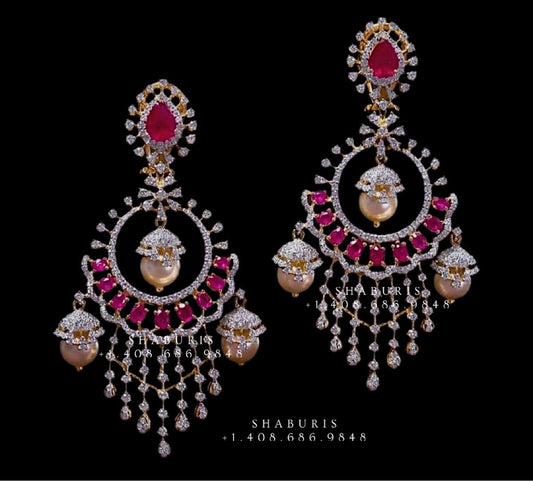 Diamond Buttalu,Swarovski Diamond Jhumka Jewelry Designs,South Indian Jewelry,Jhumka Earrings,Jhumki,latest indian jewellery Designs -NIHIRA