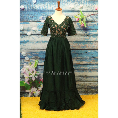 Bottle Green Silk Skirt and Mirror Worked Crop Top for Girls Women - Etsy |  Green silk skirt, Party wear indian dresses, Long gown design