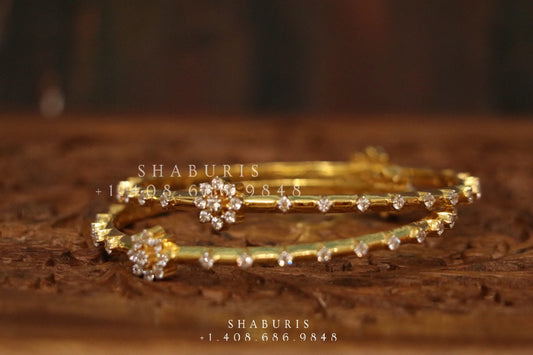 Diamond Bangles,South Indian Jewelry,silver indian Bangles,pure silver Swaroski Bangles,Indian Wedding Jewelry -NIHIRA-SHABURIS