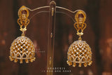 Diamond Jhumka,diamond chandbali,diamond earrings indian,detatchable diamond jhumka,swarovski diamond jhumka,chandbali earrings-SHABURIS