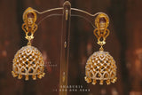 Diamond Jhumka,diamond chandbali,diamond earrings indian,detatchable diamond jhumka,swarovski diamond jhumka,chandbali earrings-SHABURIS