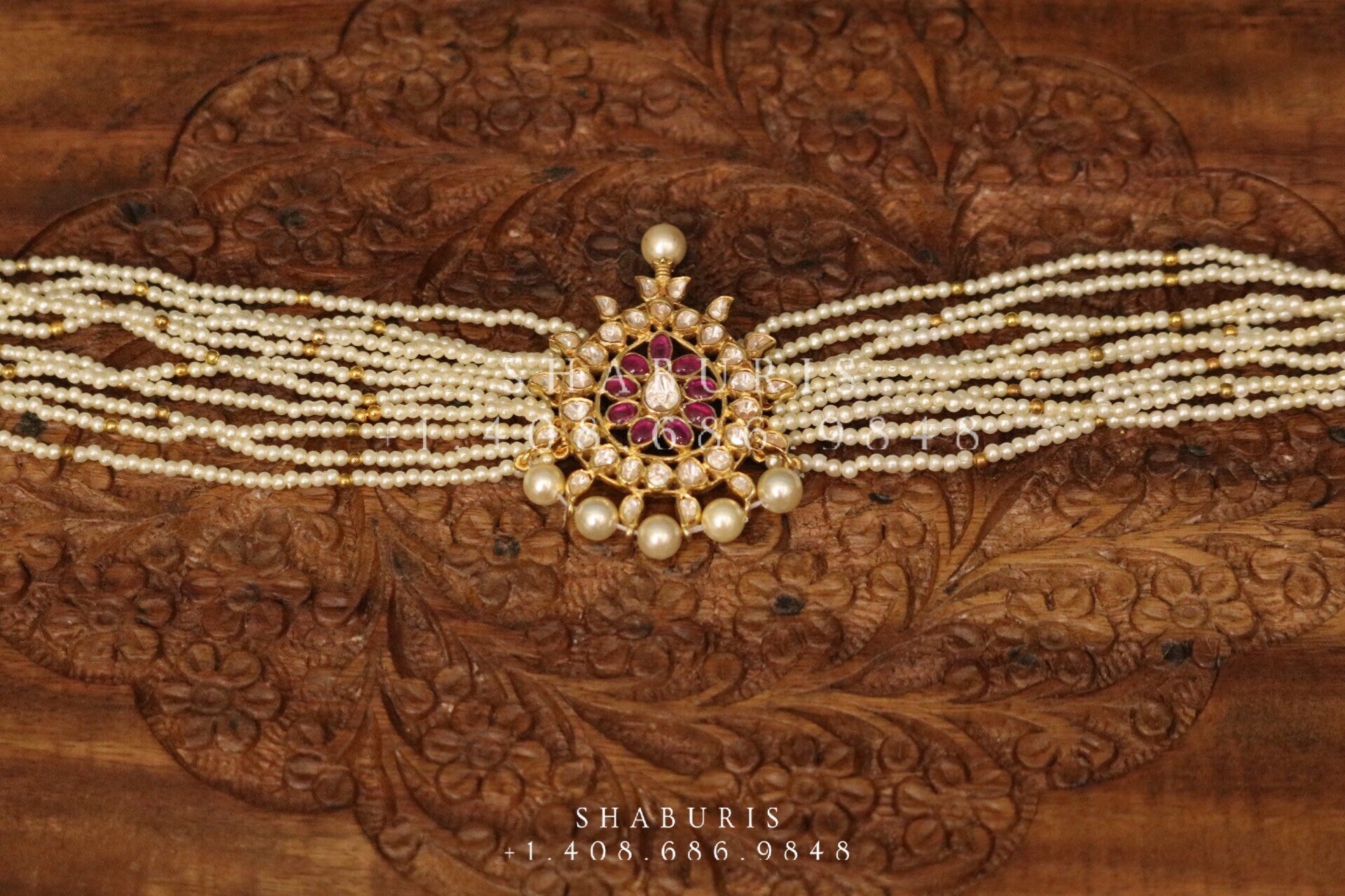 Polki Diamond Choker Pure Silver jewelry Indian ,polki Necklace,Indian Necklace,uncut diamond choker,diamond haram-NIHIRA-SHABURIS