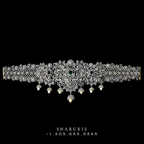 Diamond Vaddanam,South Indian Jewelry,Vaddanam,Kids Vaddanam,hip chain,diamond jewelry,pure Silver indian jewelry - NIHIRA - SHABURIS