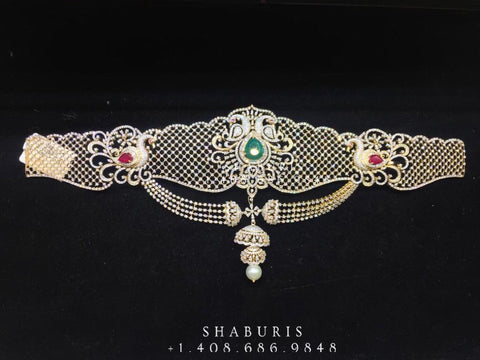 Diamond Vaddanam,South Indian Jewelry,Vaddanam,Kids Vaddanam,hip chain,diamond jewelry,pure Silver indian jewelry - NIHIRA - SHABURIS