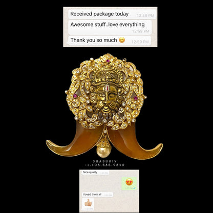 Antique Goru Pendent,Puli goru pendent silver ,puligoru pendent,Antique jewelry ,narasimha swamy pendent ,temple jewelry-NIHIRA-SHABURIS