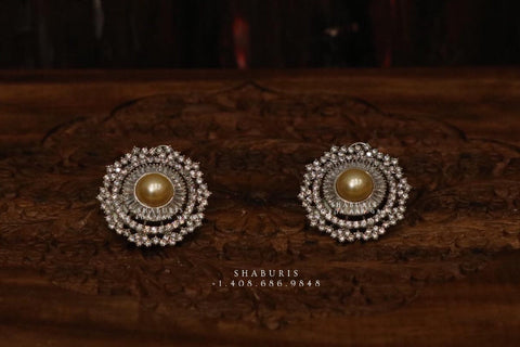 Diamond stud,oversized stud,big stud,swarovski,south sea pearl earring,party wear earrings,designer jewelry,hand picked jewelry,handmade