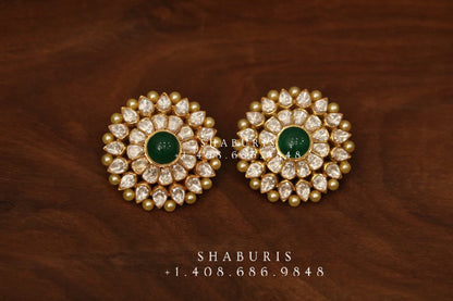 Diamond Studs Diamond Studs Polki Earrings Diamond Earrings Cocktail earrings 925 Silver Jewelry Silver Earrings - SHABURIS