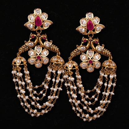 Guttapusalu Earrings Chandbali Earrings Nakshi Earrings Diamond Studs Polki Earrings Diamond Earrings Cocktail earrings 925 Silver Jewelry Silver Earrings - SHABURIS