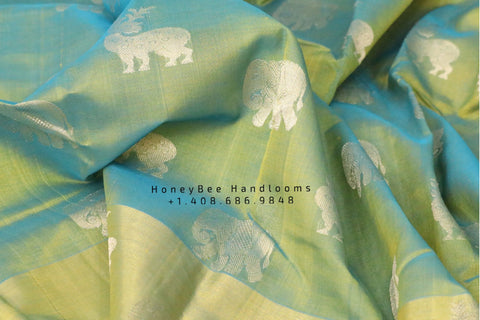 Dual tone Pattu Sarees online,South Indian Sarees,Pure Silk Sarees,Kanjivaram Saree,kanchi pattu saree,Zari saree,Handloom saree - NIHIRA