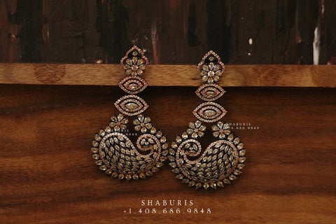 Diamond jhumka,big jhumka,swarovski,south sea pearl earring,party wear earrings,designer jewelry,hand picked jewelry,celebrity jewelry