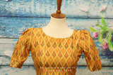 Ikkat blouse | Indian Saree blouse | ikkat saree blouses | Silk Saree | ikkat saree blouse | yellow blouse | Saree blouse|HoneyBee Handlooms