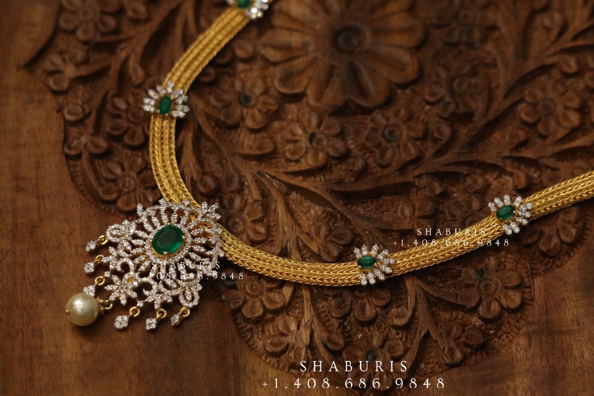 Swarovski Diamond Choker Pure Silver jewelry Indian ,diamond Necklace,Indian Necklace,diamond buttalu,diamond haram-NIHIRA-SHABURIS