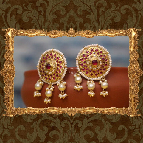 Polki jhumka,indian jewelry,Cocktail Earrings,jhumka Jewelry in Silver,Indian Earrings,Indian Jewelry,flat diamond studs-NIHIRA-SHABURIS