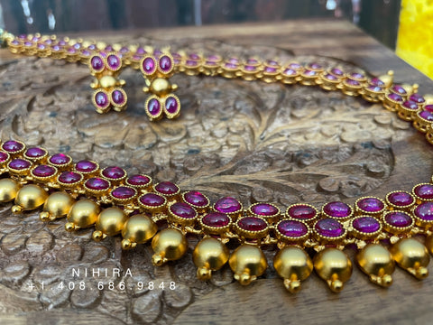 Temple Jewelry indian,South Indian jewelry,Semi Precious temple jewelry,ruby gems,Indian traditional Jewelry -NIHIRA-SHABURIS
