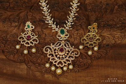 Necklace,Gold Plated Jewellery Indian ,Artificial Jewellery,lyte weight Indian Bridal,Indian Wedding Jewelry-NIHIRA-SHABURIS