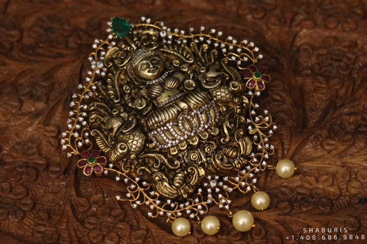 Temple Jewelry,Pure Silver Jewellery Indian ,Lakshmi Pendant,Temple Pendent,Indian Bridal,Indian Wedding Jewelry-NIHIRA-SHABURIS