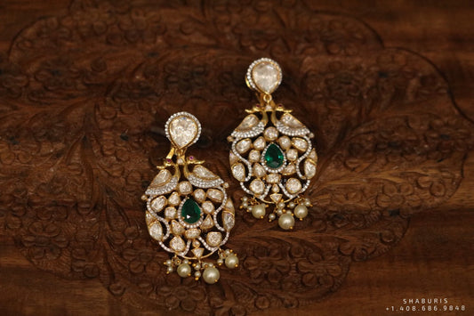 Polki Diamond Buttalu,polki Diamond Jhumka Jewelry,sabyasachi Jewelry inspired Jhumka Earrings,Jhumki,  indian jewellery Designs -NIHIRA
