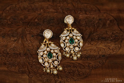 Polki Diamond Buttalu,polki Diamond Jhumka Jewelry,sabyasachi Jewelry inspired Jhumka Earrings,Jhumki,  indian jewellery Designs -NIHIRA