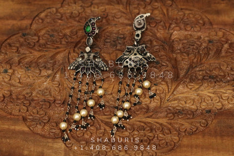 Oxidized Jewelry,Pure Silver jewelry Indian,amrapali jewelry inspire,tribal earrings,Indian Jewelry,peacock jewelry,NIHIRA-SHABURIS