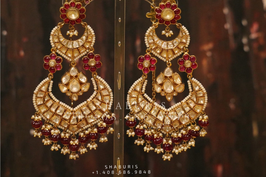 Antique Gold Plated Pearl Drops Kundan Polki Earrings,silver Earrings,sabyasachi  Jewelry,kundan Earrings,polki,kundan Jewelry,indian Jewelry - Etsy