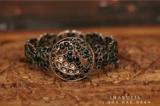 Kundan opeable kada bangle Silver jewelry Indian simple bangle ,oxidized ,Indian party wear jewelry,Indian Jewelry-NIHIRA-SHABURIS