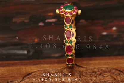 Ruby bangle,Pure Silver Jewellery Indian ,simple openable bangle,rubies,Indian party wear jewelry,Indian kids Jewelry-NIHIRA-SHABURIS