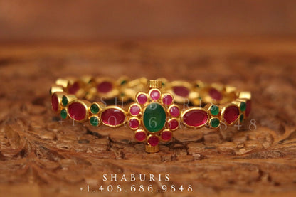 Ruby bangle,Pure Silver Jewellery Indian ,simple openable bangle,rubies,Indian party wear jewelry,Indian kids Jewelry-NIHIRA-SHABURIS