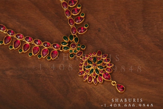 Emerald necklace,Pure Silver Jewellery Indian ,simple Necklace,rubies,Indian party wear jewelry,Indian kids Jewelry-NIHIRA-SHABURIS