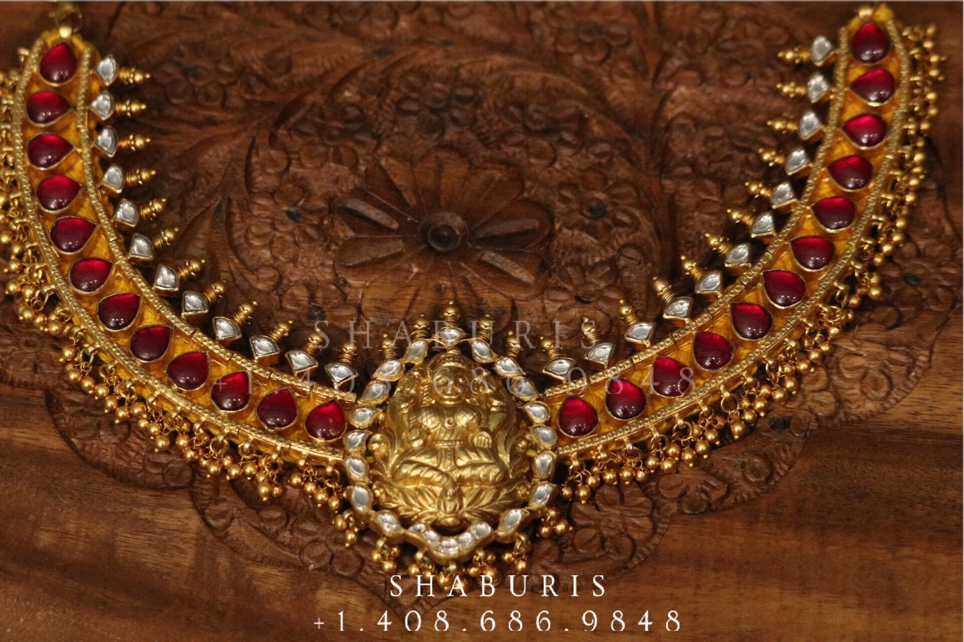 Bollywood Jewelry,Pure Silver Jewellery Indian ,Temple Necklace,Lakshmi Devi Necklace,Indian Bridal,Indian Wedding Jewelry-NIHIRA-SHABURIS