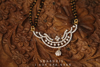 Black diamonds necklace,South Indian Jewelry,Pure silver Mangalsutra pendent,Nallapusalu Pendent,Indian Wedding Jewelry -NIHIRA-SHABURIS