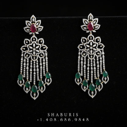 Diamond Jhumkas Polki Earrings Diamond Earrings Cocktail earrings 925 Silver Jewelry Silver Earrings - SHABURIS