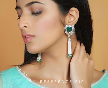 Tassel earrings,swarovski pearls,sabyasachi jewelry inspired Traditional indian Jewelery,Polki earrings,Pure silver jewelry-NIHIRA