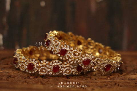 Diamond Bangles,South Indian Jewelry,silver indian Bangles,pure silver Swaroski Bangles,Indian Wedding Jewelry -NIHIRA-SHABURIS