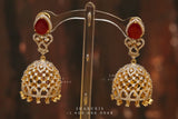 Diamond Jhumka,diamond chandbali,diamond earrings indian,detatchable diamond jhumka,swarovski diamond jhumka,chandbali earrings-SHABURIS