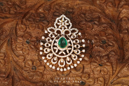 Diamond pendent Pure Silver jewelry Indian ,diamond Necklace,Indian Necklace,swarovski diamond pendent,diamond set-NIHIRA-SHABURIS