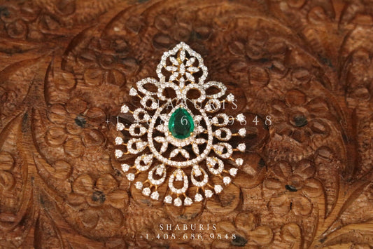 Diamond pendent Pure Silver jewelry Indian ,diamond Necklace,Indian Necklace,swarovski diamond pendent,diamond set-NIHIRA-SHABURIS