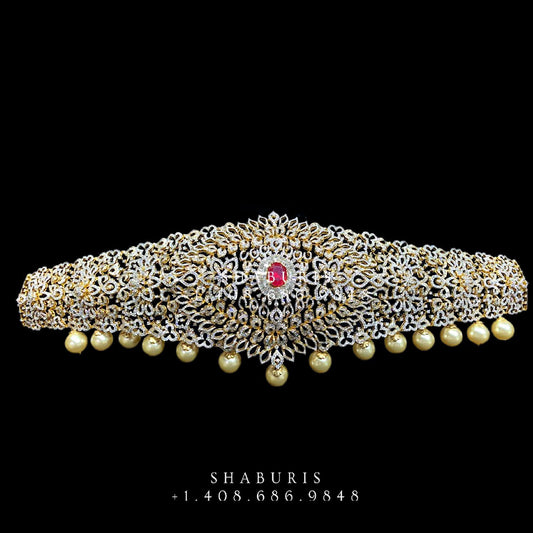 Diamond Vaddanam,South Indian Jewelry,Vaddanam,Kids Vaddanam,hip chain,diamond jewelry,pure Silver indian jewelry - SHABURIS