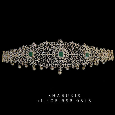 Diamond Vaddanam,South Indian Jewelry,Vaddanam,Kids Vaddanam,hip chain,diamond jewelry,pure Silver indian jewelry - NIHIRA - SHABURIS