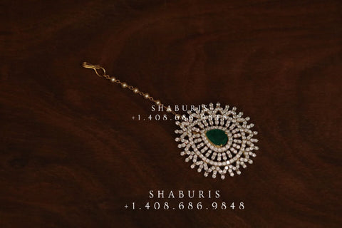 Diamond Pendant indian,South Indian jewelry,Pure silver diamond pendent,swarovski Pendent,maang tikka,papati billa,mang tikka NIHIRASHABURIS