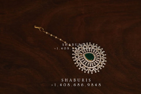 Diamond Pendant indian,South Indian jewelry,Pure silver diamond pendent,swarovski Pendent,maang tikka,papati billa,mang tikka NIHIRASHABURIS