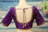 Silk Saree Blouse | Silk Blouse | zardhosi work Blouse | purple Saree Blouse | Stitched Saree Blouse | Honeybee Handlooms