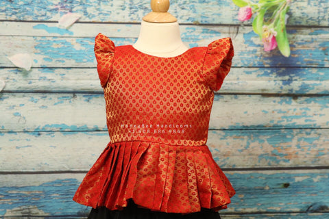 Chanderi Kids Pavada | Pattu Langa | Girl Pavada | New Born Baby Girl Dress | Indian Kids Girl Dress | Indian girls Dress |Handloom Dress