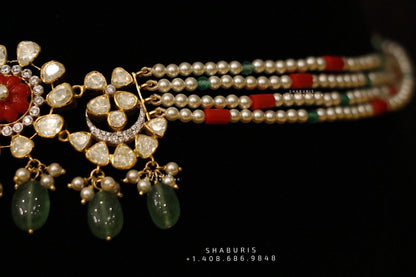 Pearl coral choker,Pure Silver jewelry Indian, diamond choker set,Sabyasachi jewelry inspired,Indian Bridal,Indian Jewelry-NIHIRA-SHABURIS