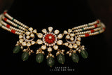 Pearl coral choker,Pure Silver jewelry Indian, diamond choker set,Sabyasachi jewelry inspired,Indian Bridal,Indian Jewelry-NIHIRA-SHABURIS